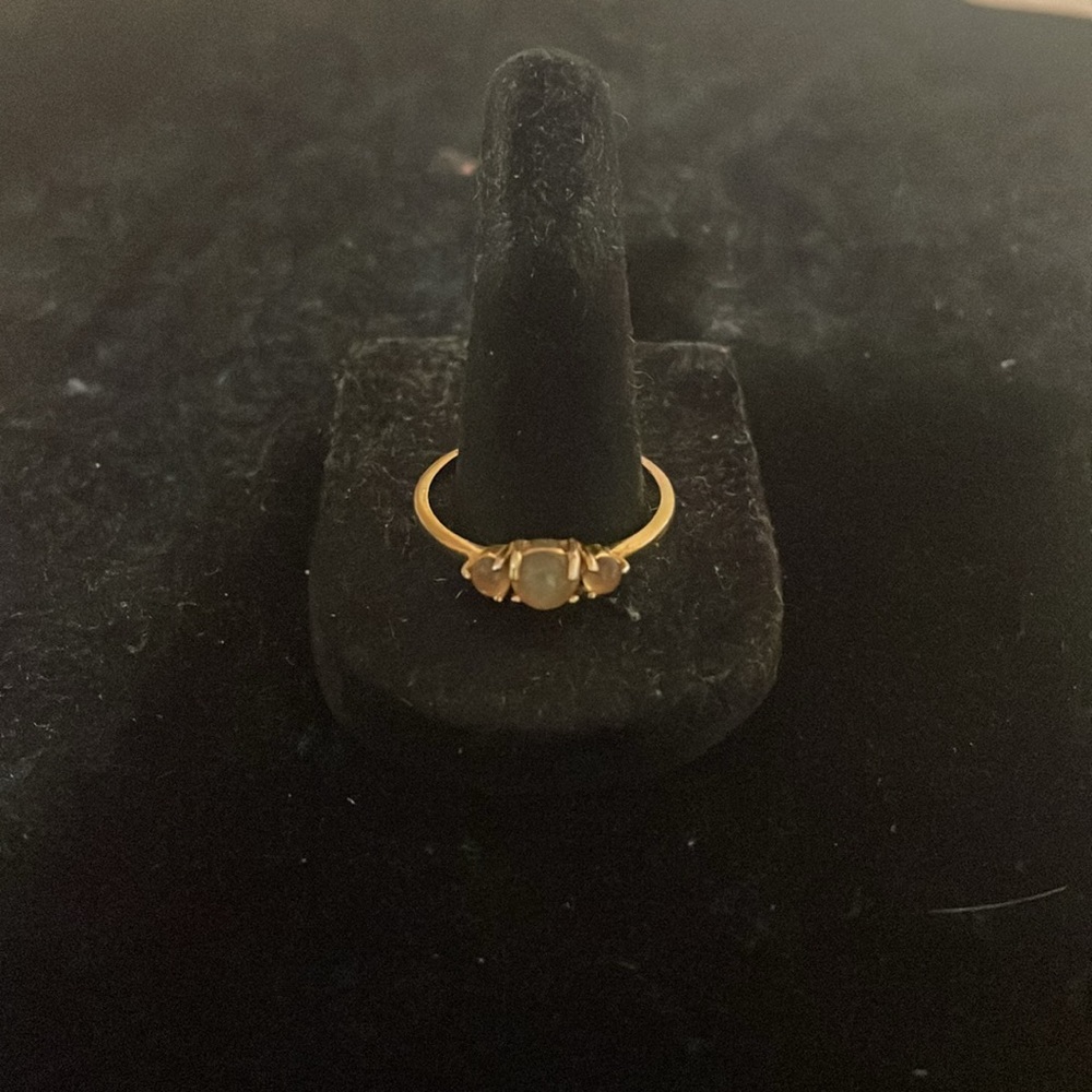 Ring 8.75 3 Stone Ethiopian Opals Gold Plated Over 925 Silver